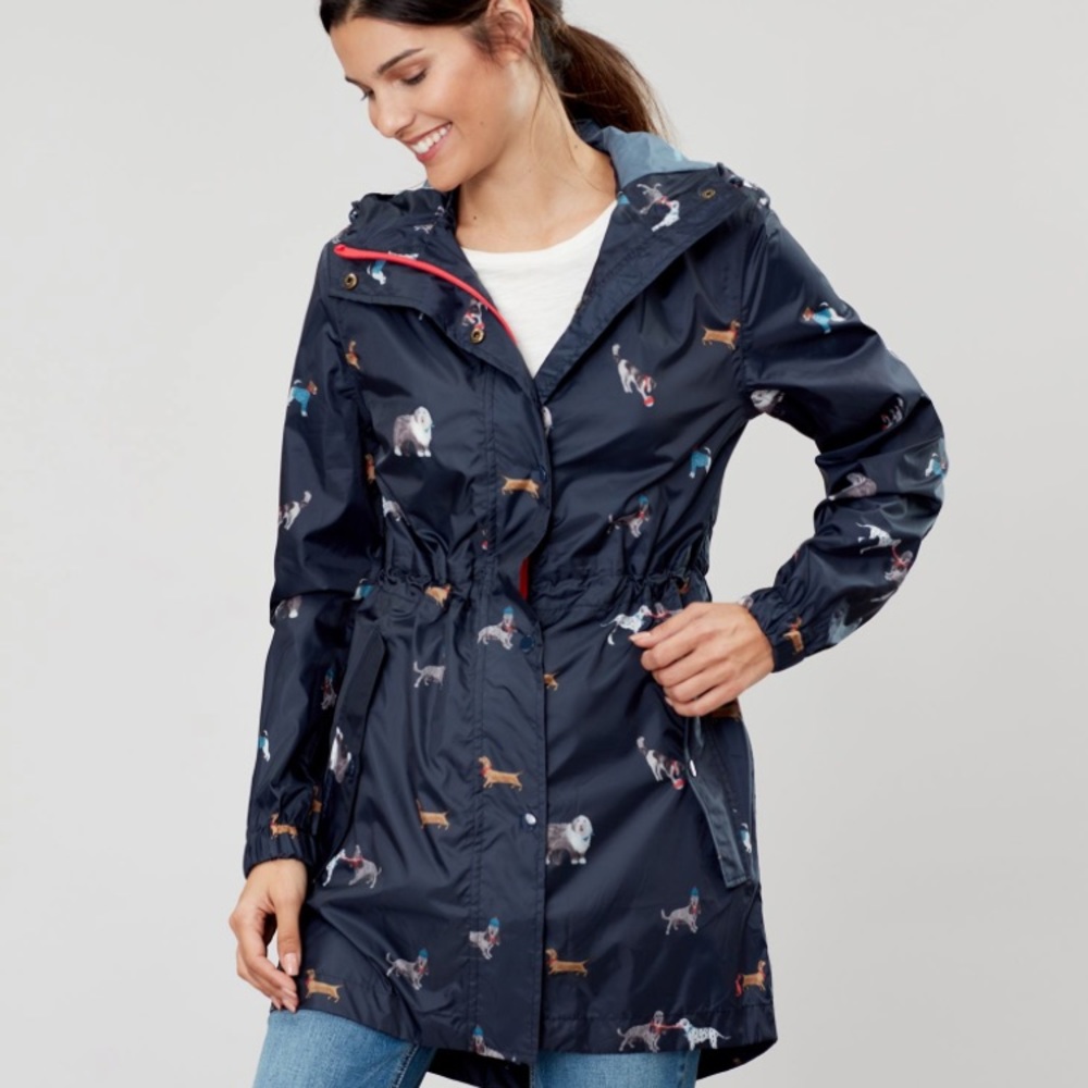 Joules Golightly Packaway Rain Coat - Dog Print